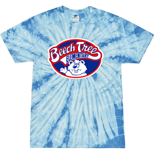 SILK SCREEN SPIDER BABY BLUE TIE DYE SHORT SLEEVE FULL PRINT