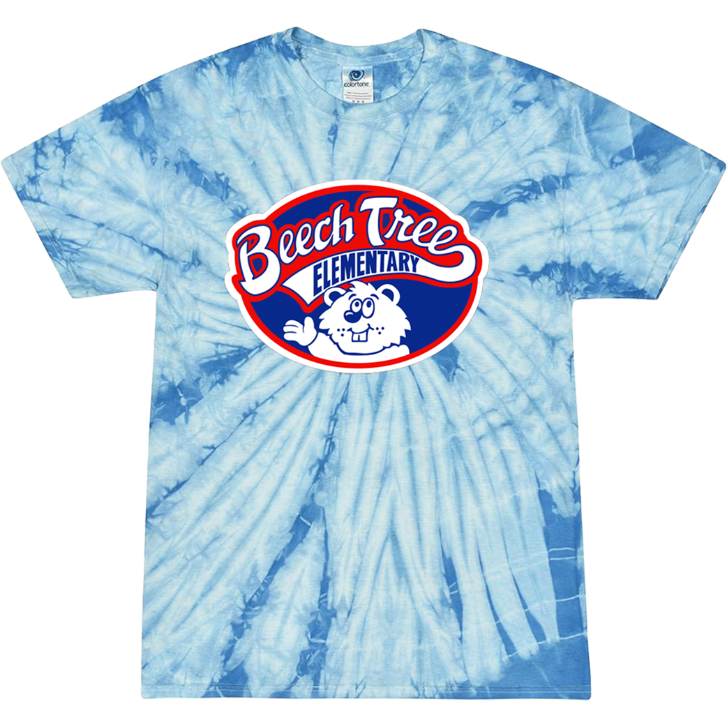 SILK SCREEN SPIDER BABY BLUE TIE DYE SHORT SLEEVE FULL PRINT