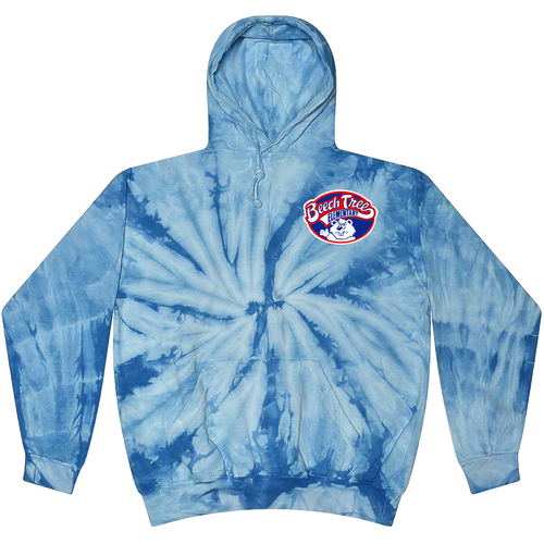 SILK SCREEN SPIDER BABY BLUE TIE DYE HOODIE POCKET PRINT