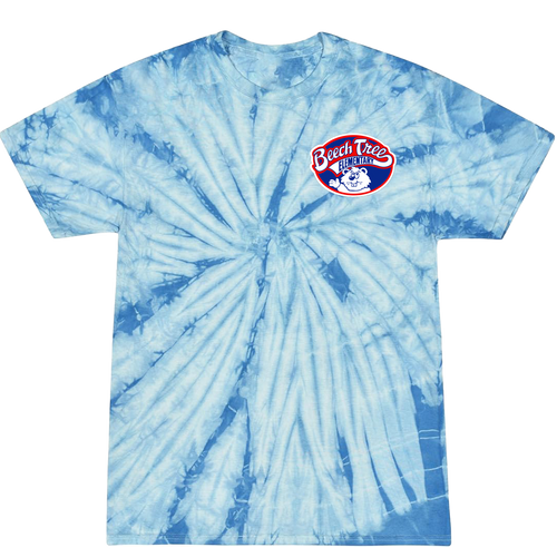 SILK SCREEN SPIDER BABY BLUE TIE DYE SHORT SLEEVE POCKET PRINT