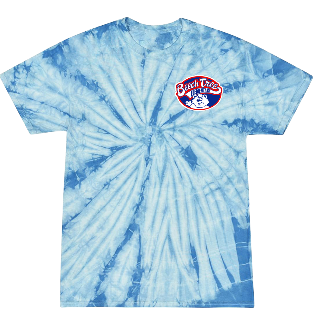 SILK SCREEN SPIDER BABY BLUE TIE DYE SHORT SLEEVE POCKET PRINT