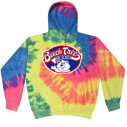 SILK SCREEN NEON RAINBOW TIE DYE HOODIE FULL PRINT