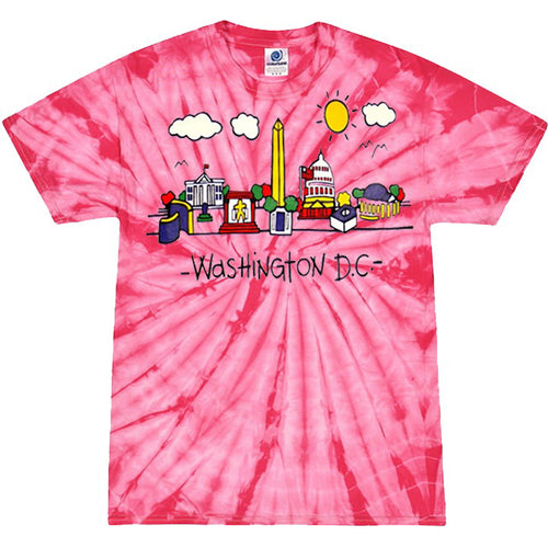 Tie Dye T-Shirt Classic Pink Sunny DC, Adult and Youth