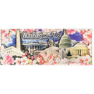 Wooden Shiny Magnet Cherry Blossom & DC Monuments 3D 5"X 2"