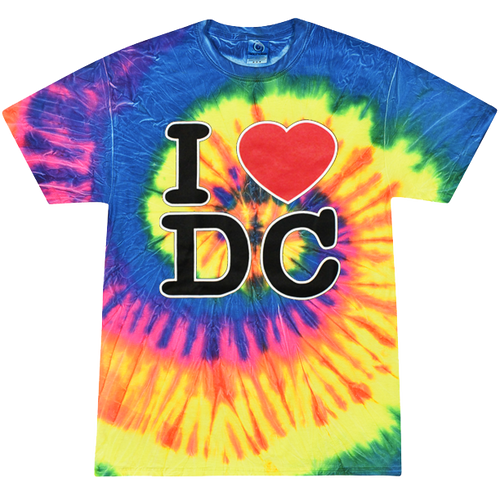 Tie Dye T-Shirt Neon Rainbow I Love  DC, Adult and Youth