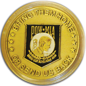 Pow Mia Bring Them Home or Send Us Back Gold Finish Coin, 1.5"