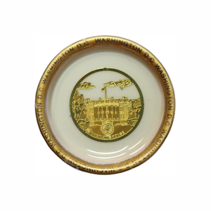 Ceramic Magnet White MIni Plate, 2.25" Diameter, Panorama, Seals, Capitol, or White House
