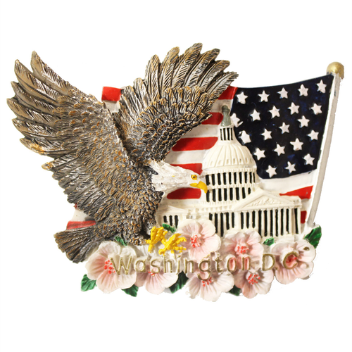 Ceramic Magnet Eagle, Flag, US Capitol & Cherry Blossom, 2.75