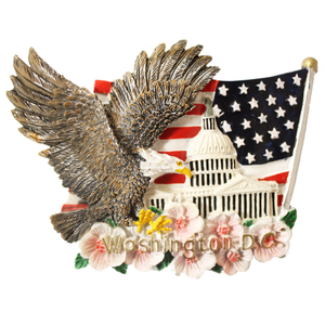 Ceramic Magnet Eagle, Flag, US Capitol & Cherry Blossom, 2.75"X3.5"
