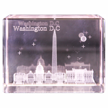 Load image into Gallery viewer, DC Panorama Rectangle Crystal Paperweight, Pink, Blue 2.375&quot; X 3.125&quot; X 1.5&quot;
