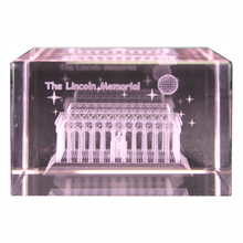 Load image into Gallery viewer, Lincoln Memorial Crystal Cube Paperweight 3 1/8&quot; X 2 X 1 7/8