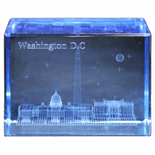 Load image into Gallery viewer, DC Panorama Rectangle Crystal Paperweight, Pink, Blue 2.375&quot; X 3.125&quot; X 1.5&quot;