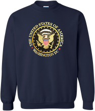 Load image into Gallery viewer, Crewneck Sweatshirt Presidential Seal Navy Blue, Adult and Youth