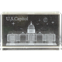 Load image into Gallery viewer, Rectangular Clear Crystal Paperweight, Panorama, White House, or Capitol 2.375&quot; X 3.125&quot; X 1.5&quot;