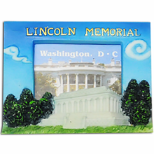 Load image into Gallery viewer, Ceramic Magnet DC Monuments Mini, White House, Capitol, and Lincoln Memorial, 3&quot;X2.3&quot;