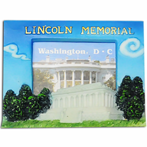 Ceramic Magnet DC Monuments Mini, White House, Capitol, and Lincoln Memorial, 3"X2.3"