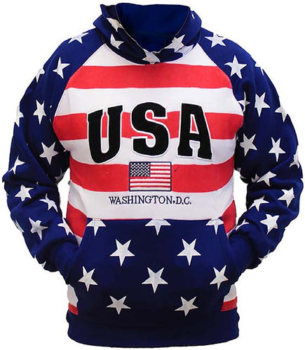 USA Red White Blue Pullover Hoodie Sweatshirt, Adult and Youth