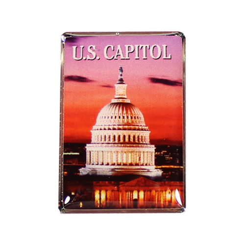 US Capitol at Twilight Rectangular Photo Lapel Pin 1 1/4