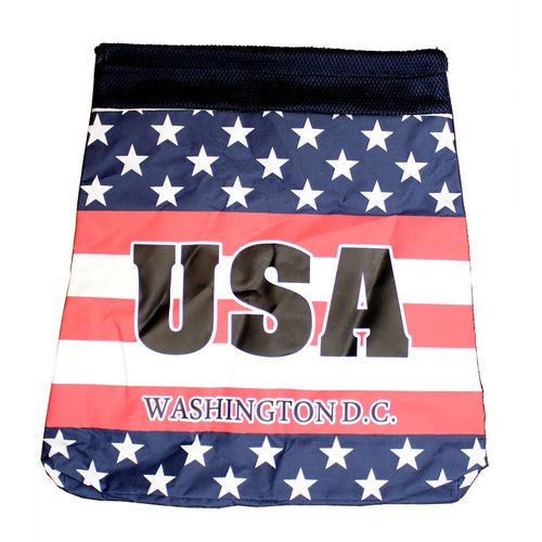 USA Stars & Strips Drawstring Backpack Bag 17.75
