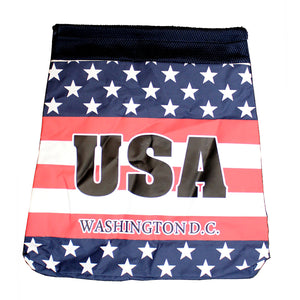 USA Stars & Strips Drawstring Backpack Bag 17.75" X 14.5"