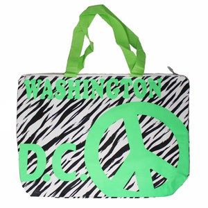 Peace Zebra Tote Bag 19" X 15"