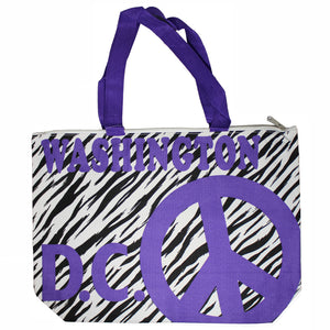 Peace Zebra Tote Bag 19" X 15"