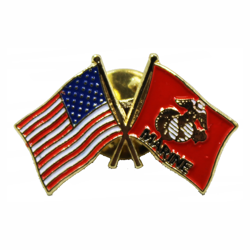 USA Flag & Marine Flag Lapel Pin 3/4