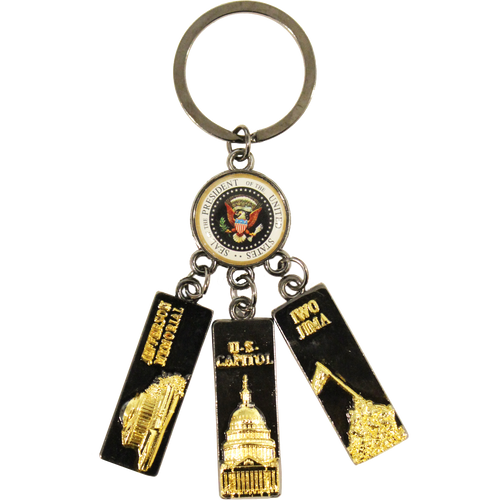 Washington DC 3-Charm Black & Gold Metal Keychain, 4