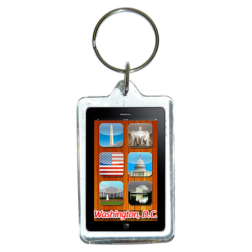 Plastic Keychain Washington DC Monuments App in iPad, 3.5