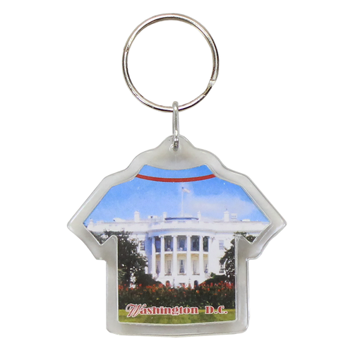 Plastic Keychain White House & South Lawn Short Sleeve Shaped, 3.25