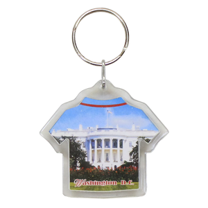 Plastic Keychain White House & South Lawn Short Sleeve Shaped, 3.25"