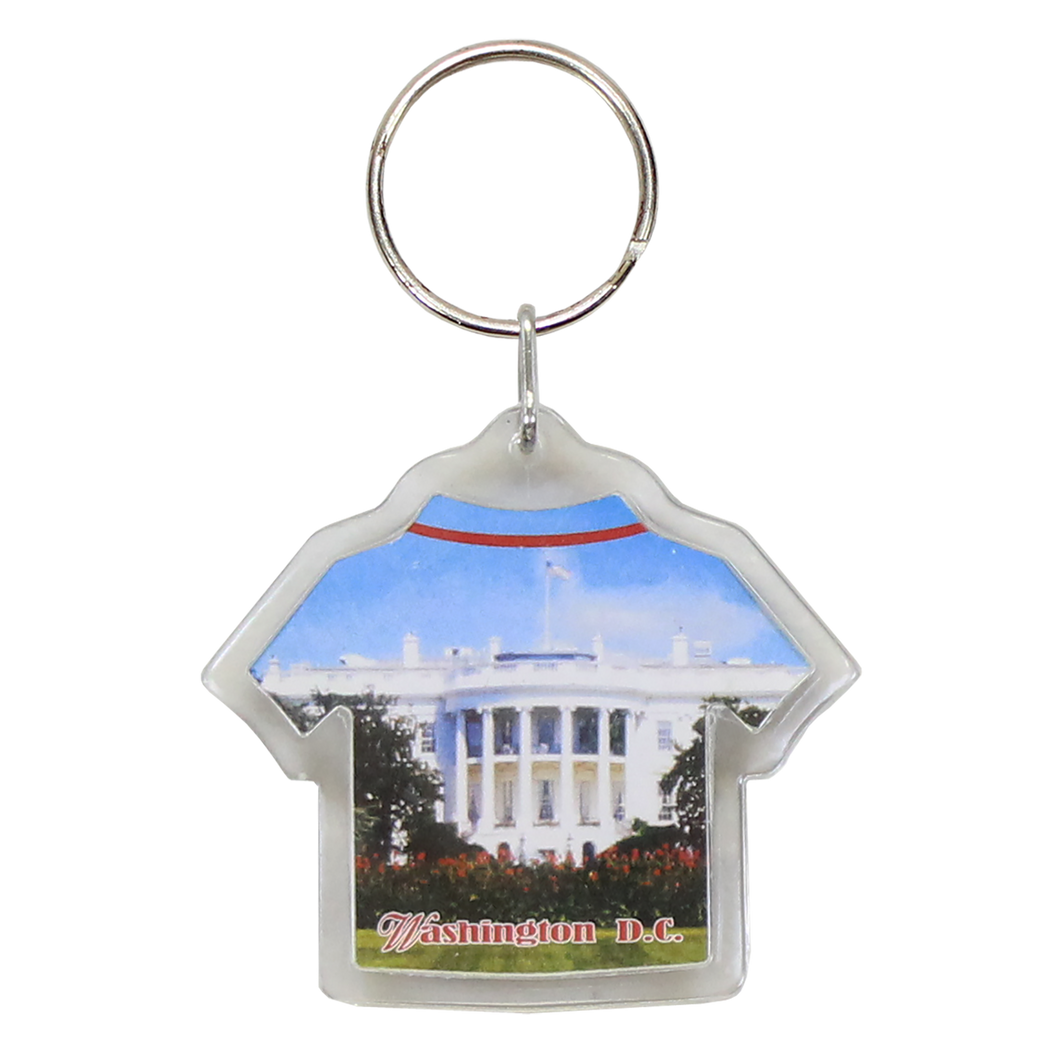 Plastic Keychain White House & South Lawn Short Sleeve Shaped, 3.25